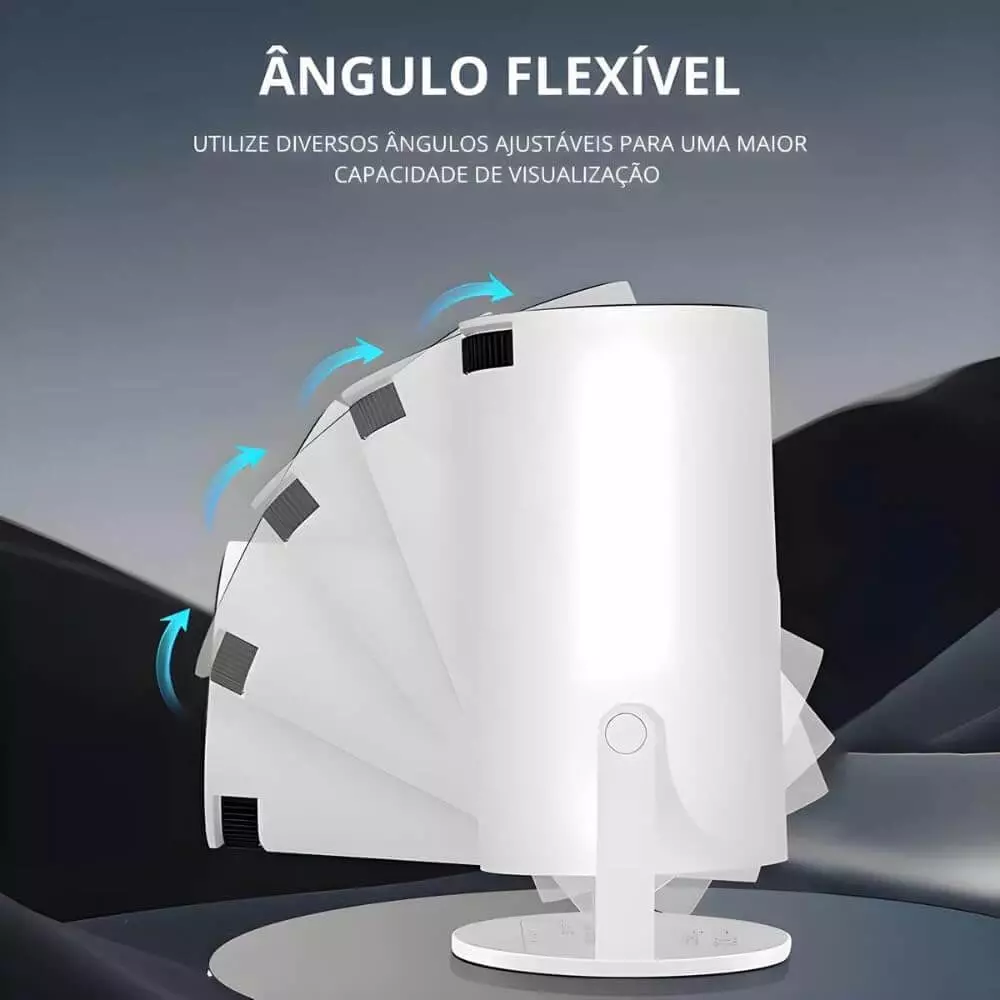 Projetor portátil barato: Permite ajuste flexível de inclinação para melhor projeção em diferentes superfícies. Crédito: Divulgação/HY300