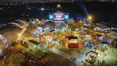 SP GASTRONOMIA 2025: imagem aérea do Parque Villa-Lobos, em São Paulo capital, com público e tendas gastronômicas. Crédito: Divulgação.