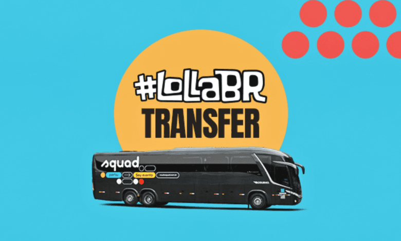 Ilustração com fundo azul claro e um círculo amarelo ao centro. À frente, um ônibus de viagem preto com a marca