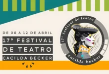 Cartaz do 17º Festival de Teatro Cacilda Becker com datas de 6 a 12 de abril em Pirassununga.