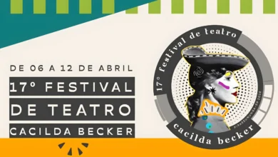 Cartaz do 17º Festival de Teatro Cacilda Becker com datas de 6 a 12 de abril em Pirassununga.